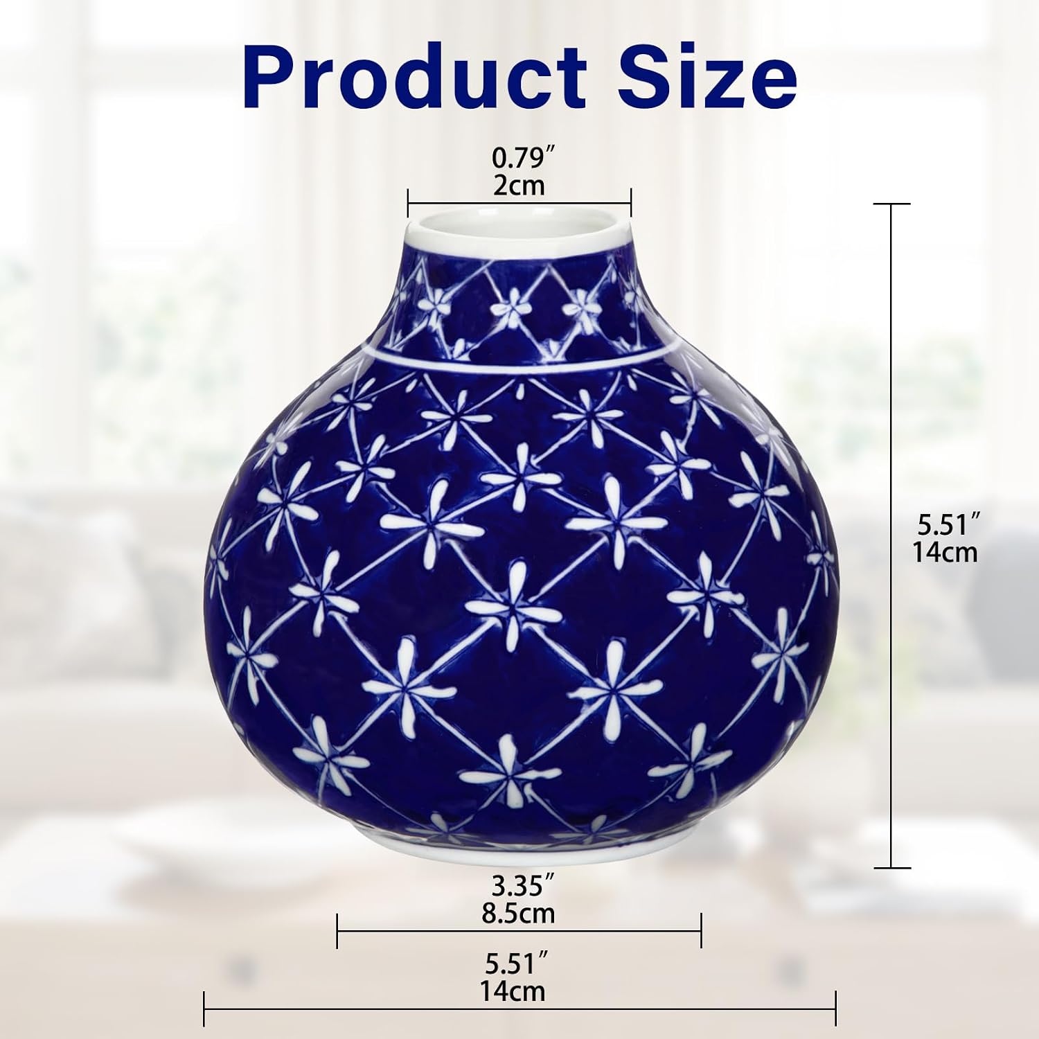 White Vase Porcelain Vases Small Chinoiserie Decor Ceramic Gifts Chinese Flower Vase / Blue