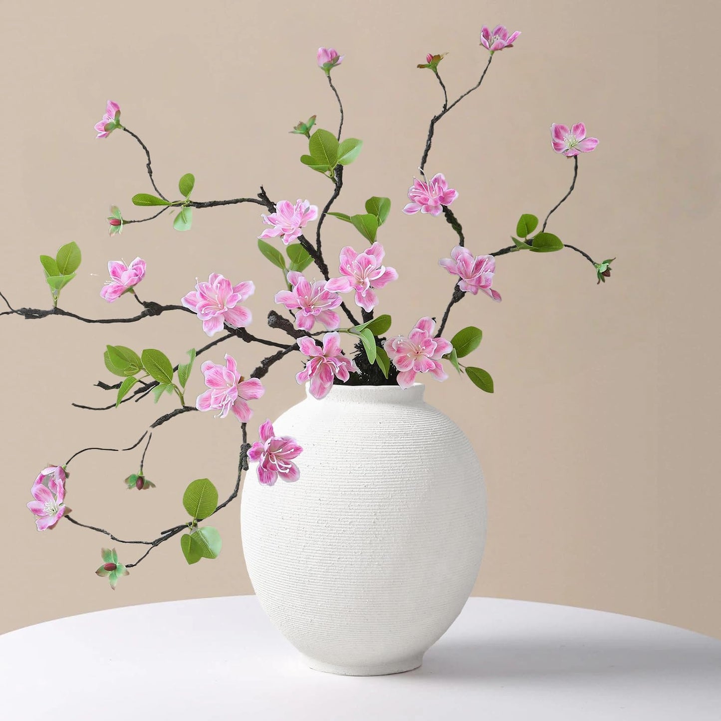 White Ceramic Vase / 9.8"-oval / White-9.8