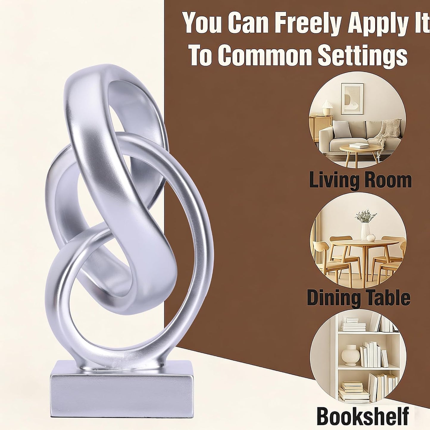 Modern Abstract Knot Sculpture / Silver