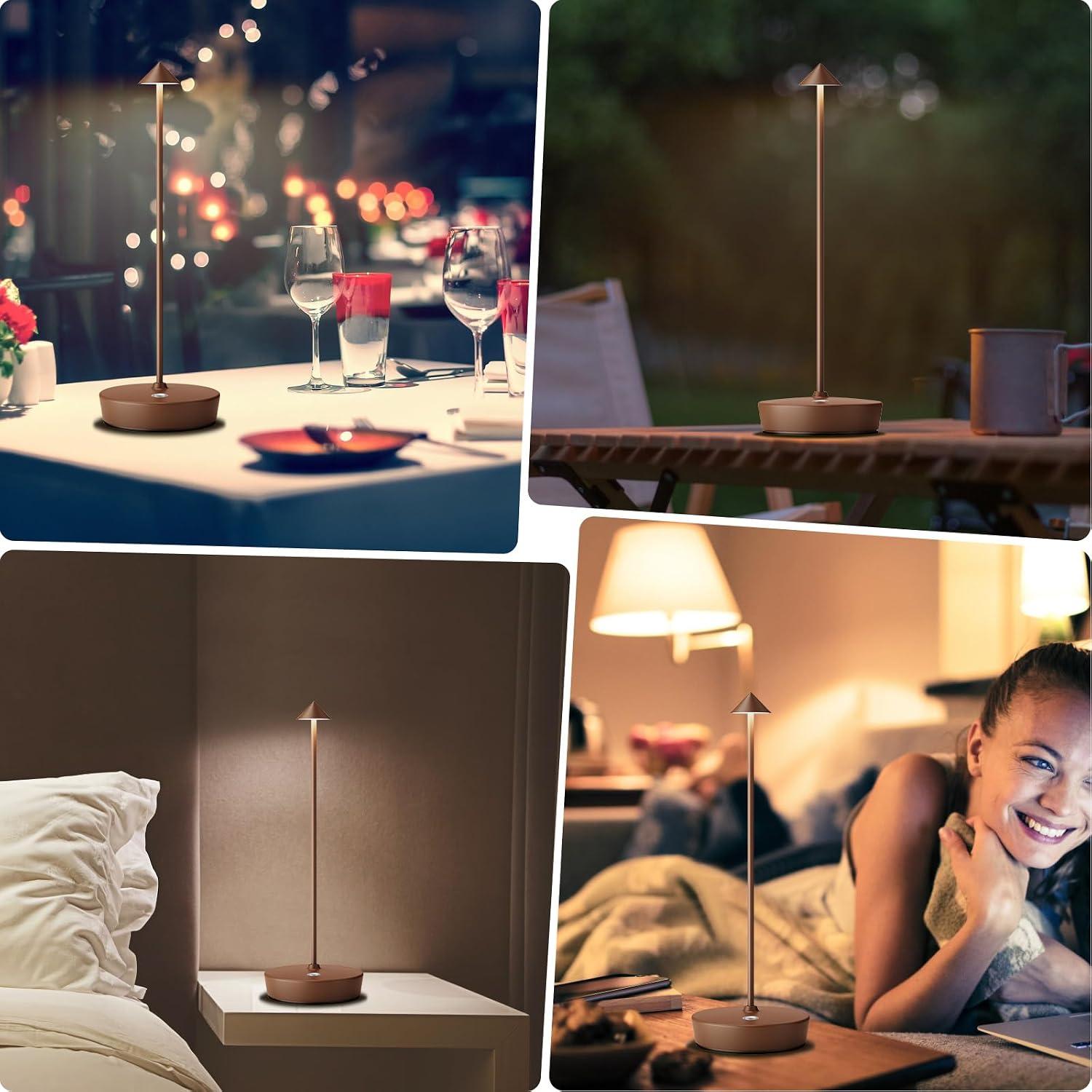 2Pack Rechargeable Cordless Table Lamp, Portable Powered LED Battery 6000mAh Metal USB Desk Lamp, 3 Levels Brightness