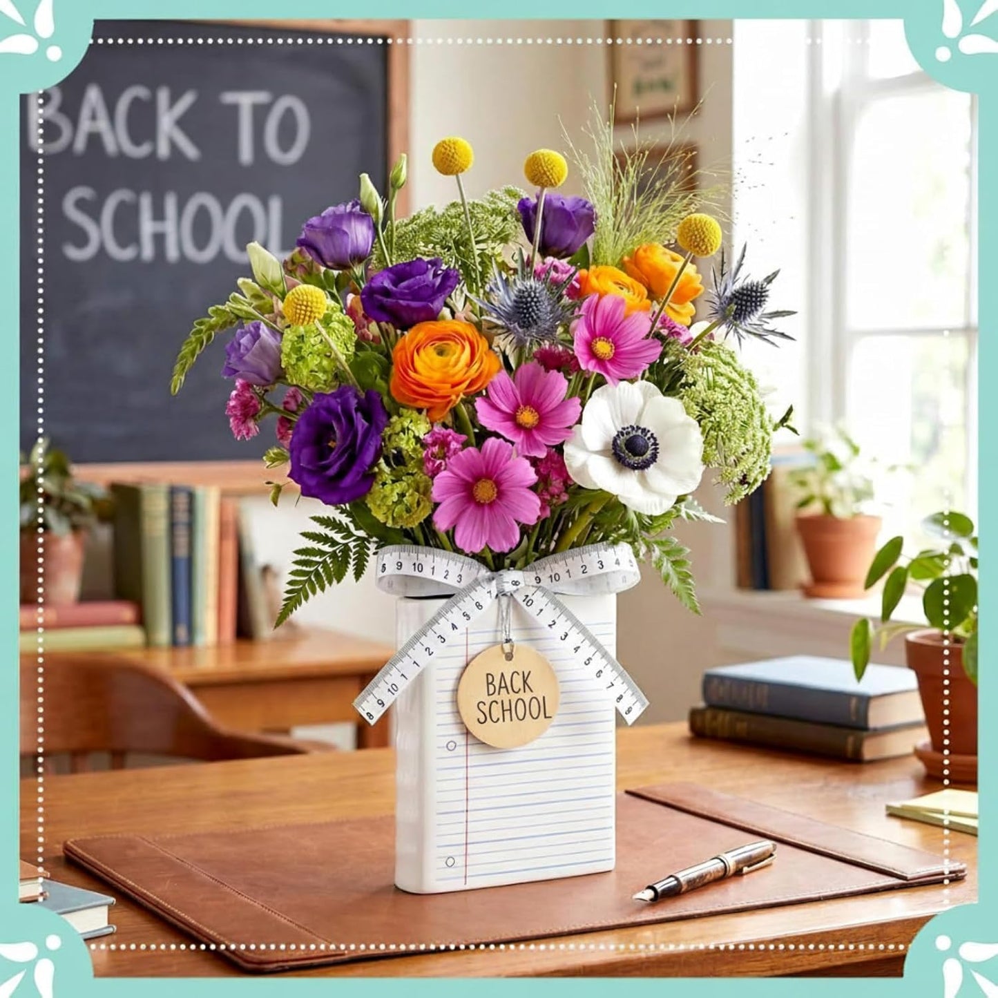 Back to School Gifts Ceramic Book Shaped Vase for Flower / Blue / Set of 2