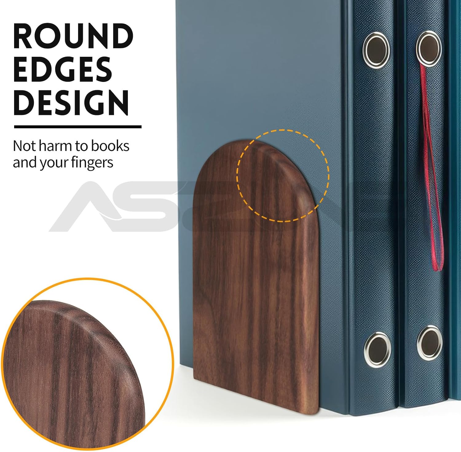 Wooden Bookends / Holds Heavy Books / 2pair / Arch Blackwalnut