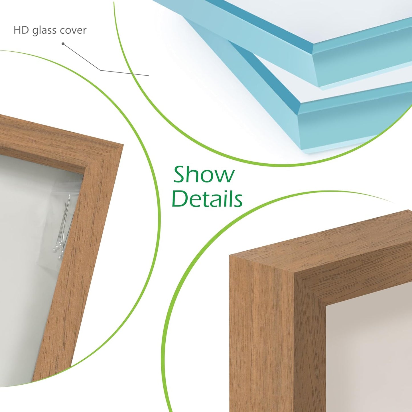 FrameWorks 11” x 14” Golden Oak Wooden Shadow Box Frame – Display Case with Soft Felt Back, Memory Box with Tempered