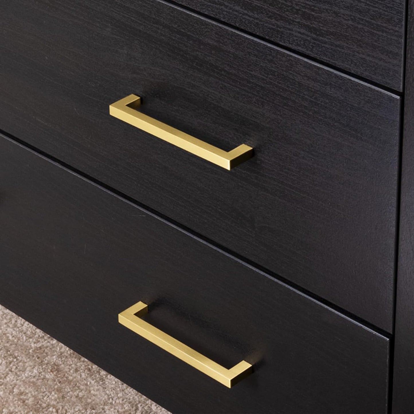 QOGRISUN 5-Pack Brushed Brass Cabinet Pulls, Solid Brass, 6-1/4" Center | Solid Brass Square Pulls, Brushed Brass