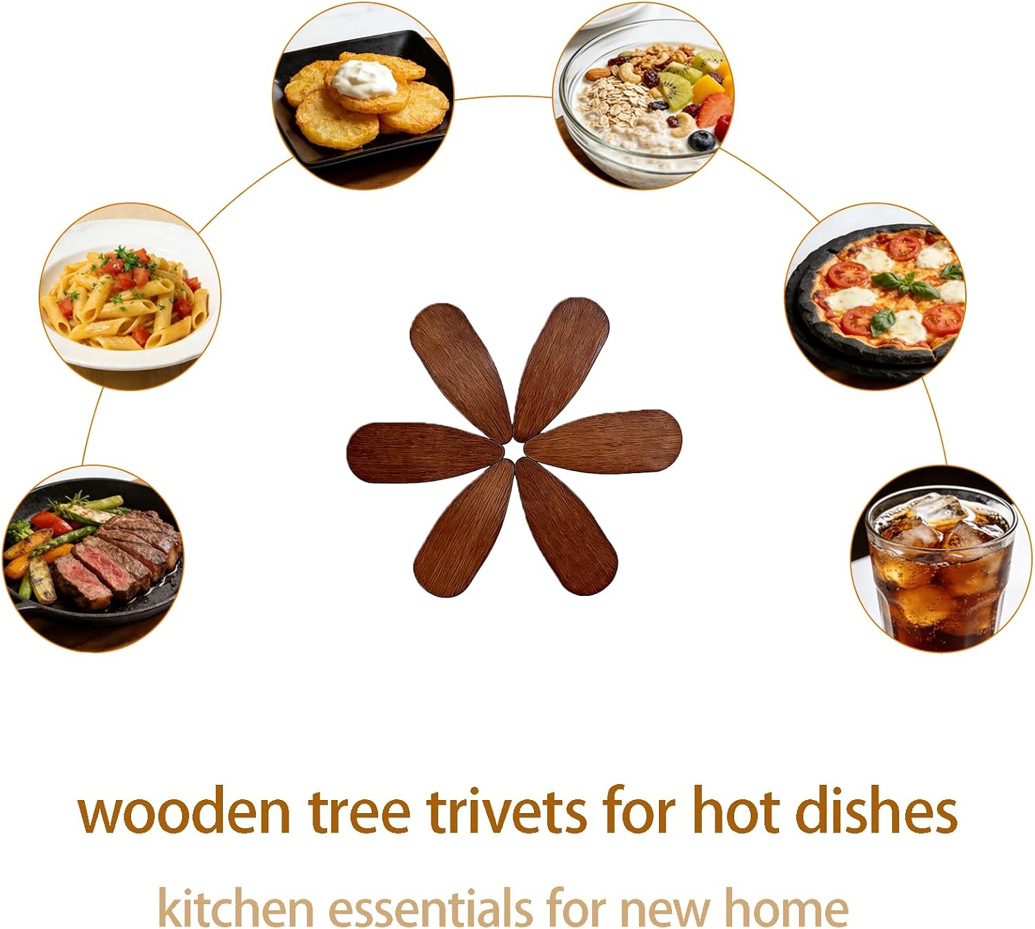 Christmas Stand / Wooden Trivets for Hot Dishes / Rainbow-colored / Set of 5