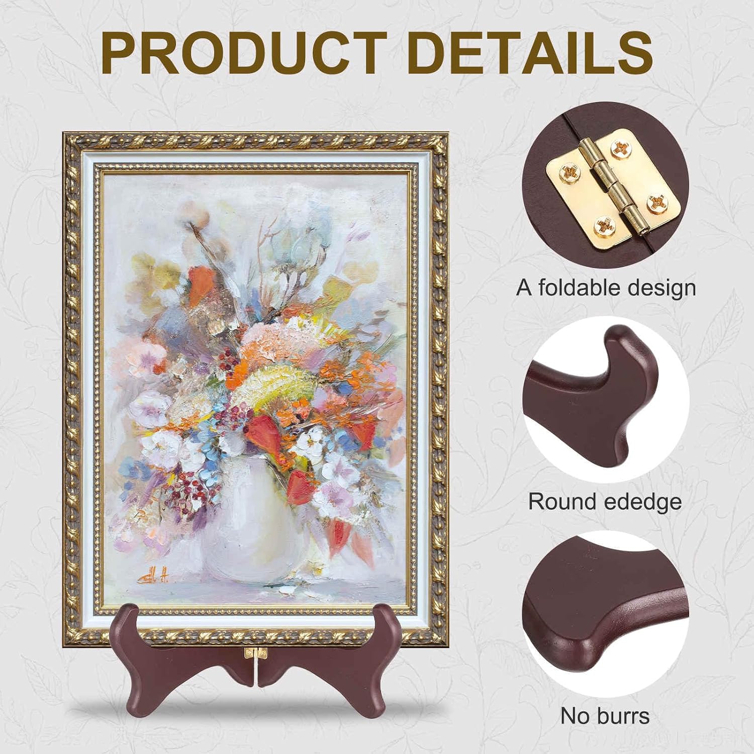 Wooden Easel Plate Holder / Burgundy / Set of 10