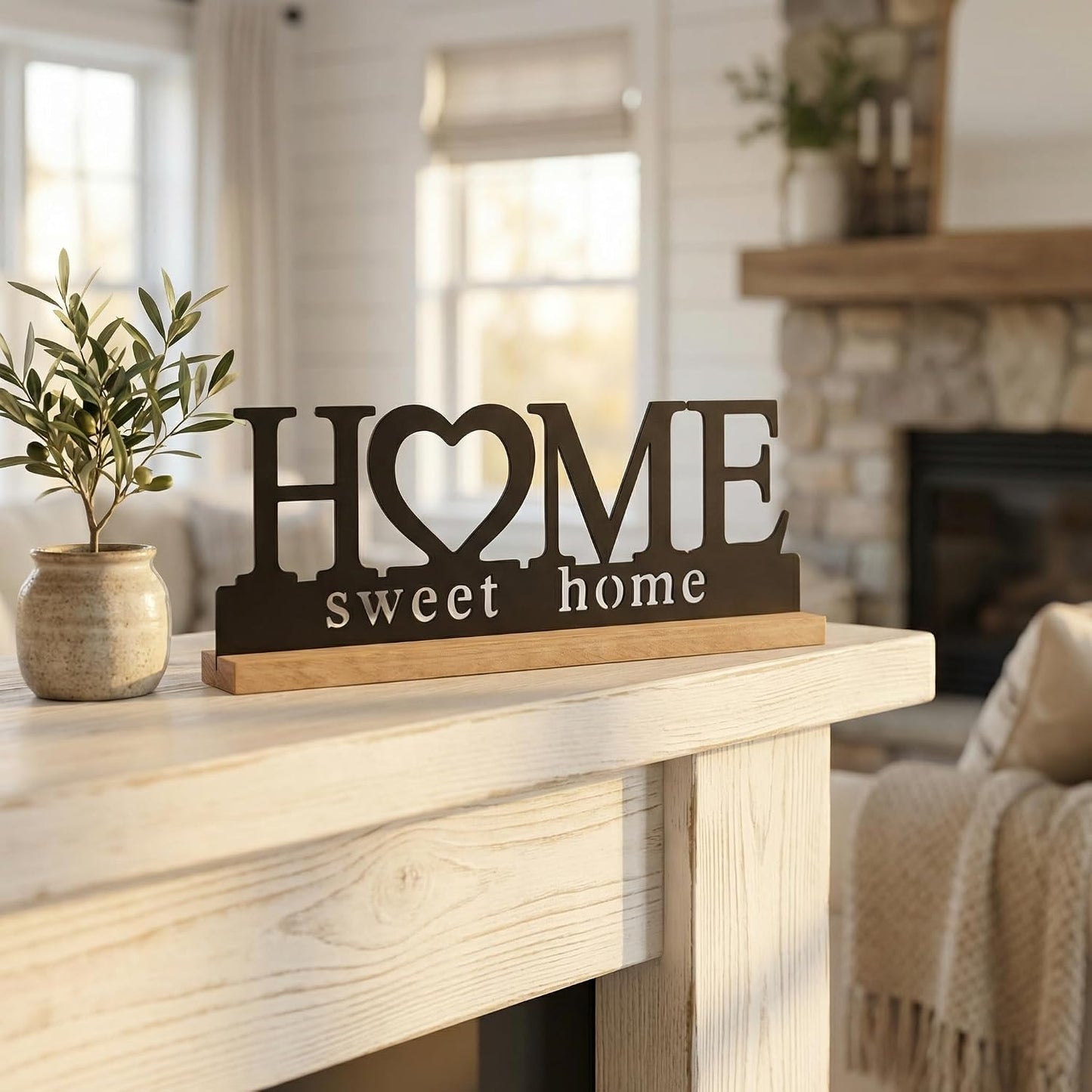 Metal Home Sweet Home Sign for Tabletop Decor / Black-home / 11.6 Inch