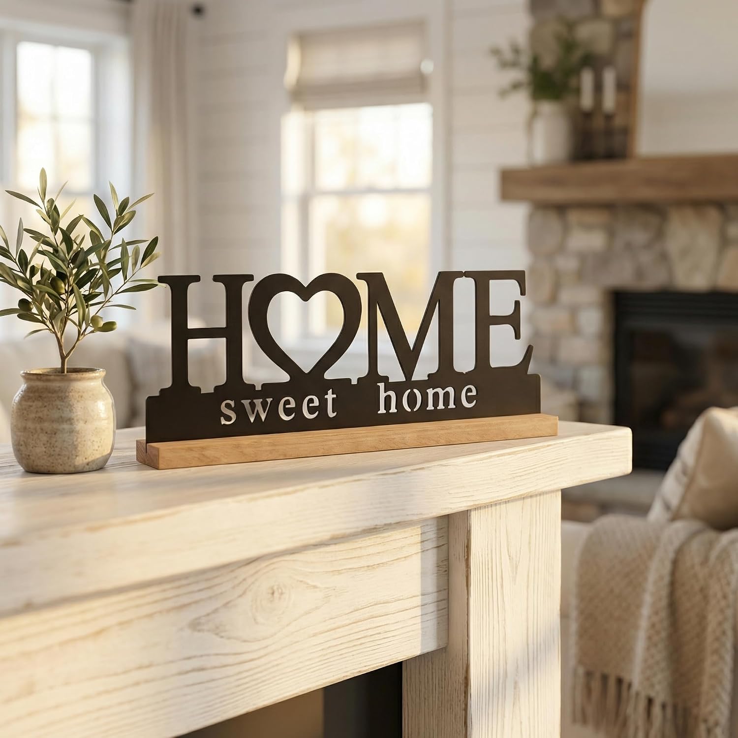 Metal Home Sweet Home Sign for Tabletop Decor / Black-home / 11.6 Inch
