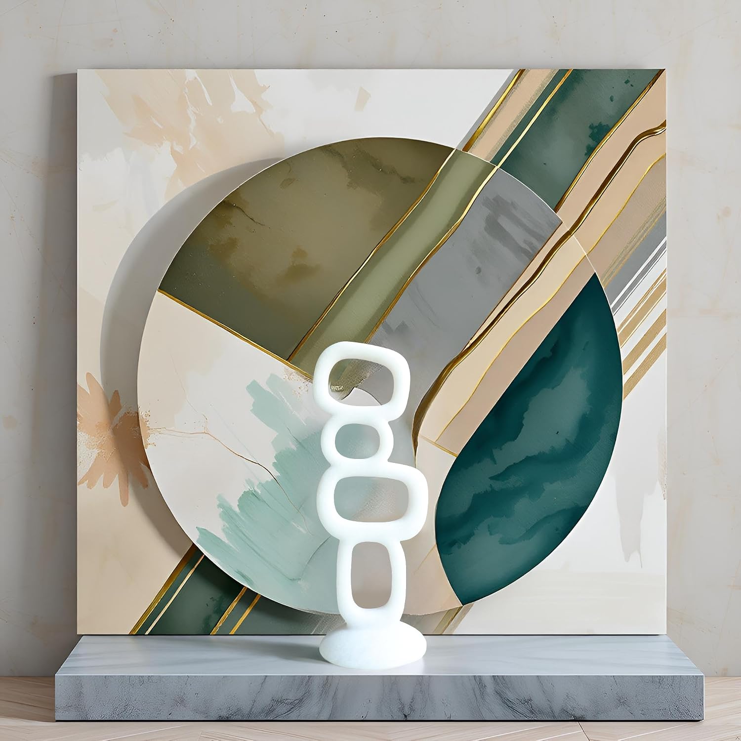 Modern Art Statue Table Decor / 14" Milky White