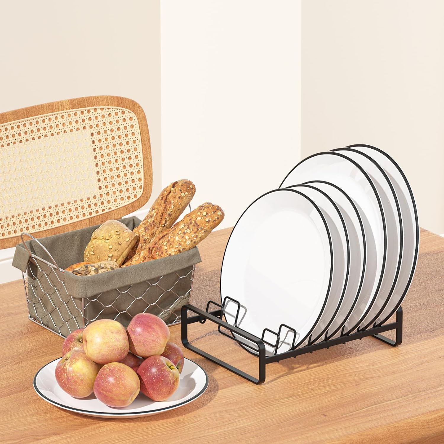 2 Pack Plate Holders Organizers 8 Slots Upright Cabinet Dish Drying Racks Metal Plate Stands (for 6In. 10In. Plates)