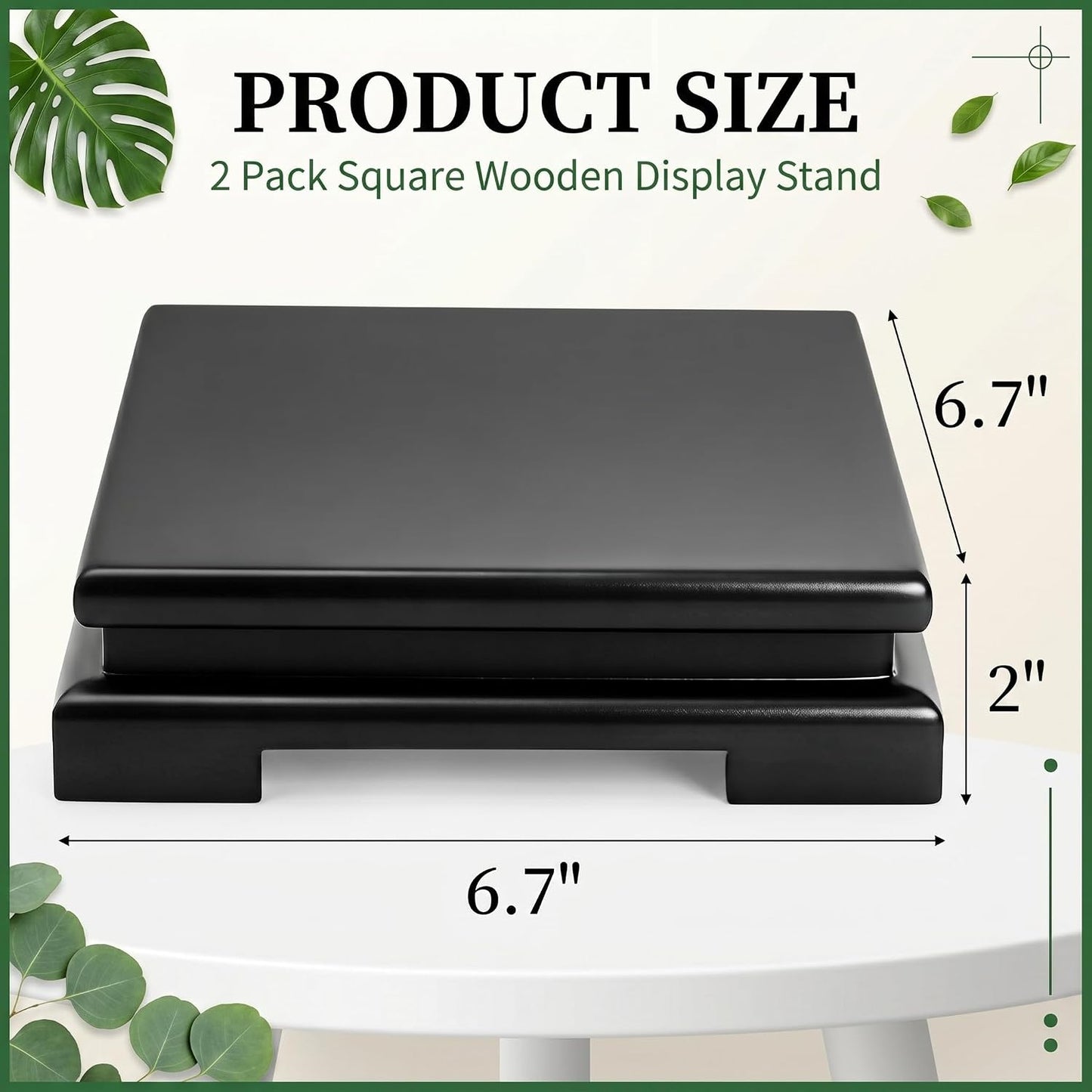 Square Wooden Display Stand / Black / Set of 2