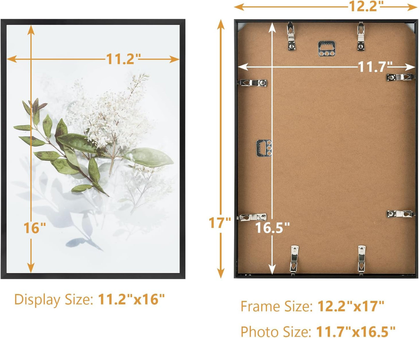 Golden State Art A3 Aluminum Poster Frame Acrylic Front Black | Metal Thin Frames for 11.7x16.5 Photo, Wall Hooks for