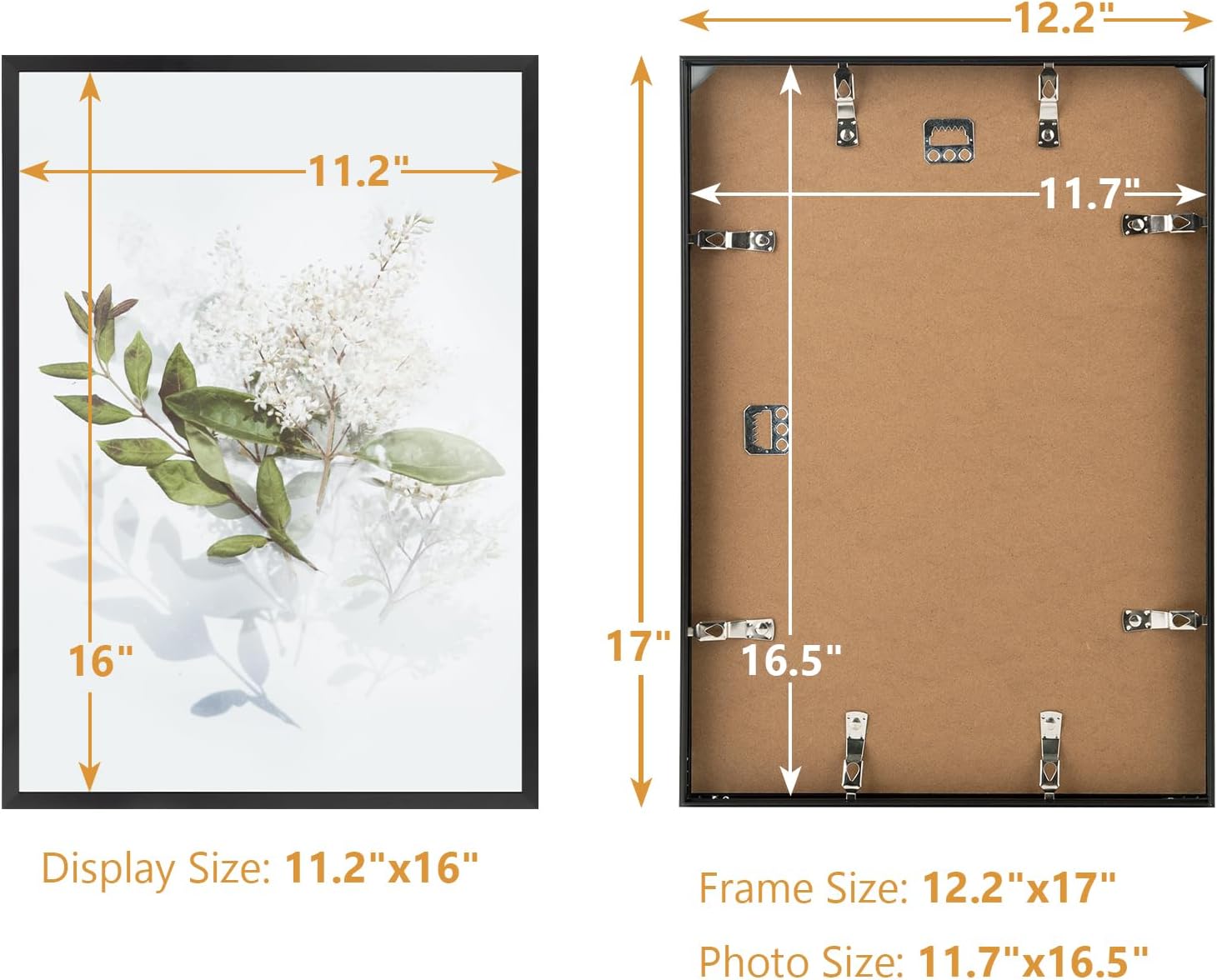 Golden State Art A3 Aluminum Poster Frame Acrylic Front Black | Metal Thin Frames for 11.7x16.5 Photo, Wall Hooks for