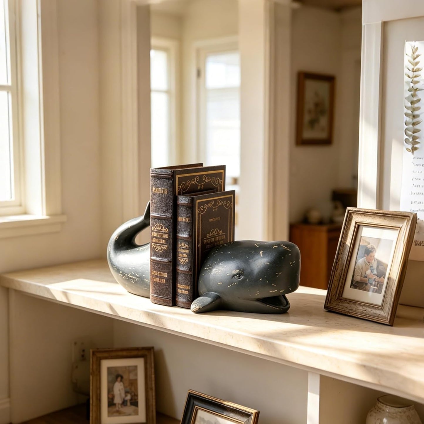 Whale Decorative Bookends Book Stopper / Distressed Finish