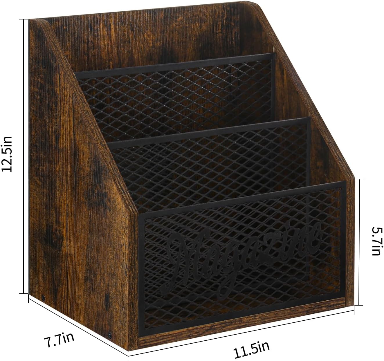 YINMIT 3 Tier Magazine Rack, Stepped Magazine Holder Floor for Home Storage | 3 Tier Stepped Design, Wood and Metal