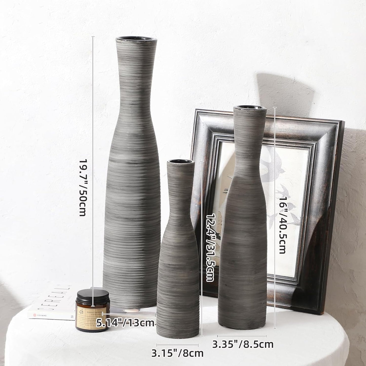 Grey Modern Decorative Ceramic Vase / Bow-black-20