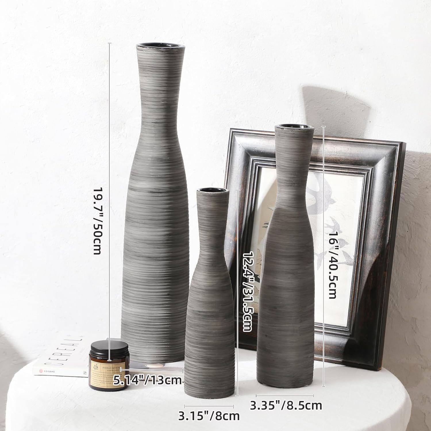 Grey Modern Decorative Ceramic Vase / Bow-black-20