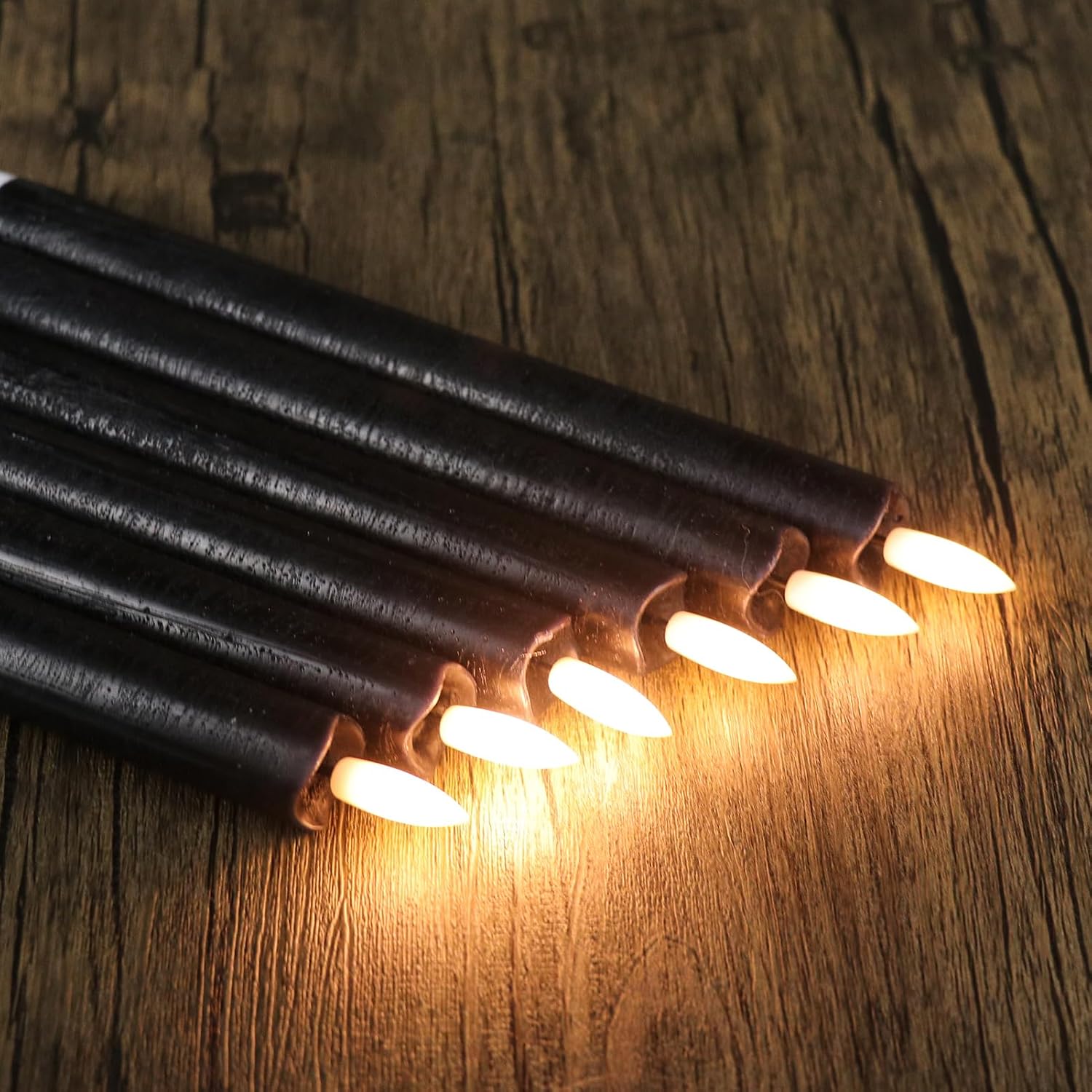 GenSwin Flameless Taper Candles LED Battery Operated Remote Timer Black | LED Candlesticks, Real Wax, Halloween Party
