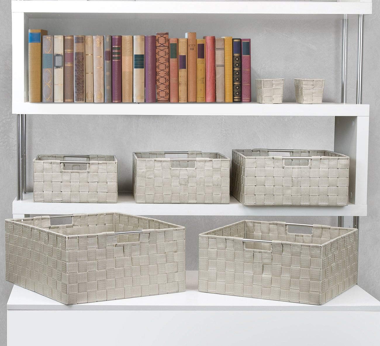 Linen Closet Organizers and Storage / 7 Piece - Beige / Set of 7