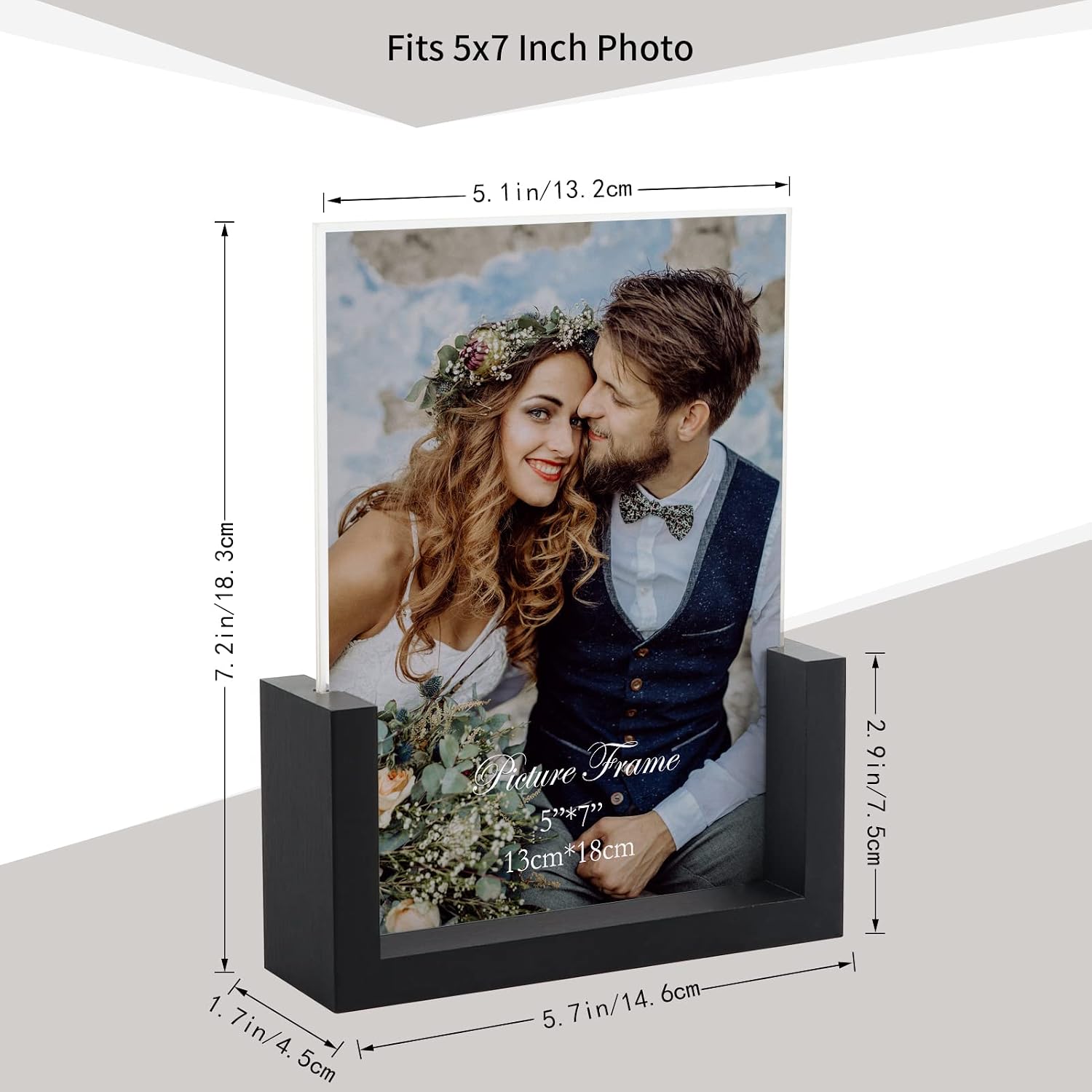 Rustic Wooden Photo Frames / Black / 5 x 7 / Set of 2
