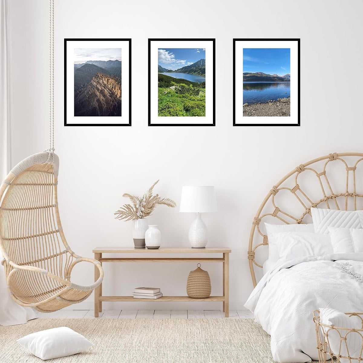 JCJMY 16x22 Picture Frame Set of 4 with 12x18 Mat, Display Photo 12x18 with Mat or 16 x 22 Without Mat, Wall Hanging