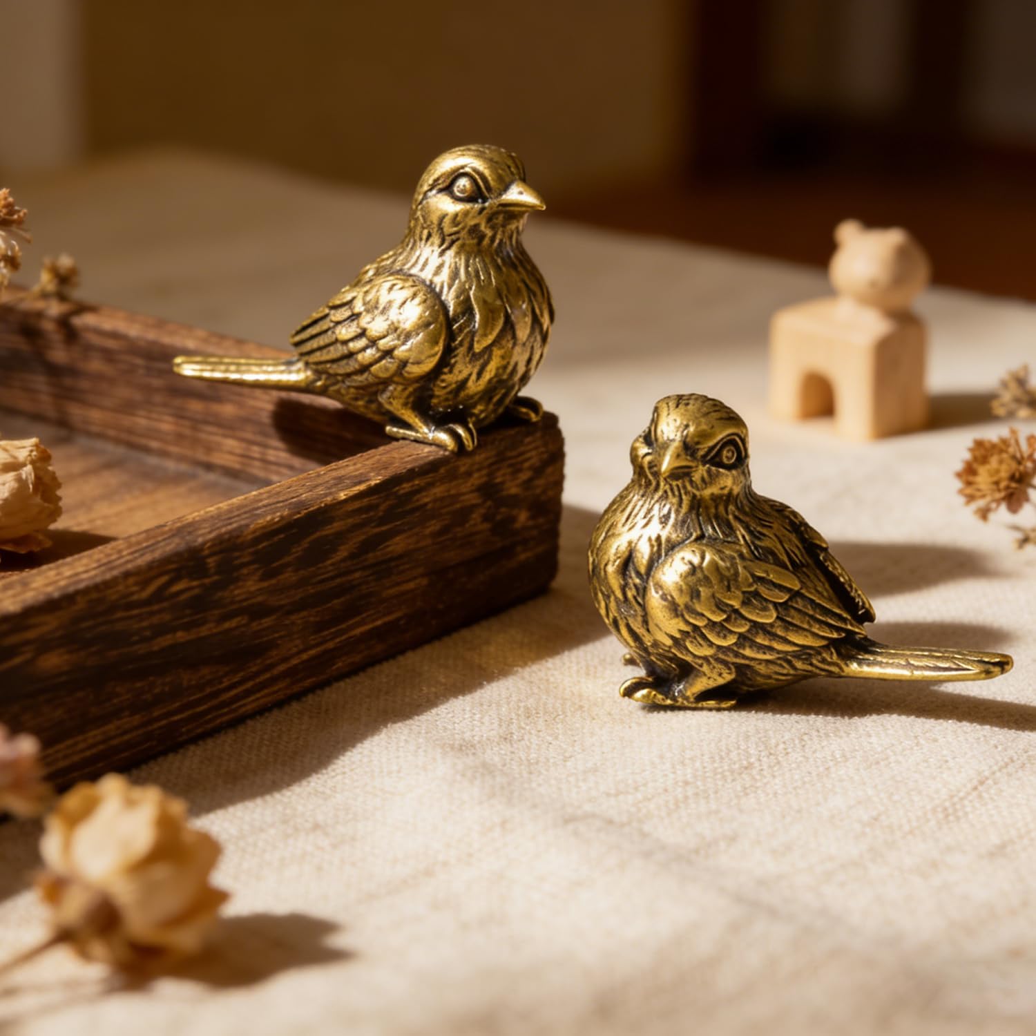 Small Brass Metal Statue / Sparrow
