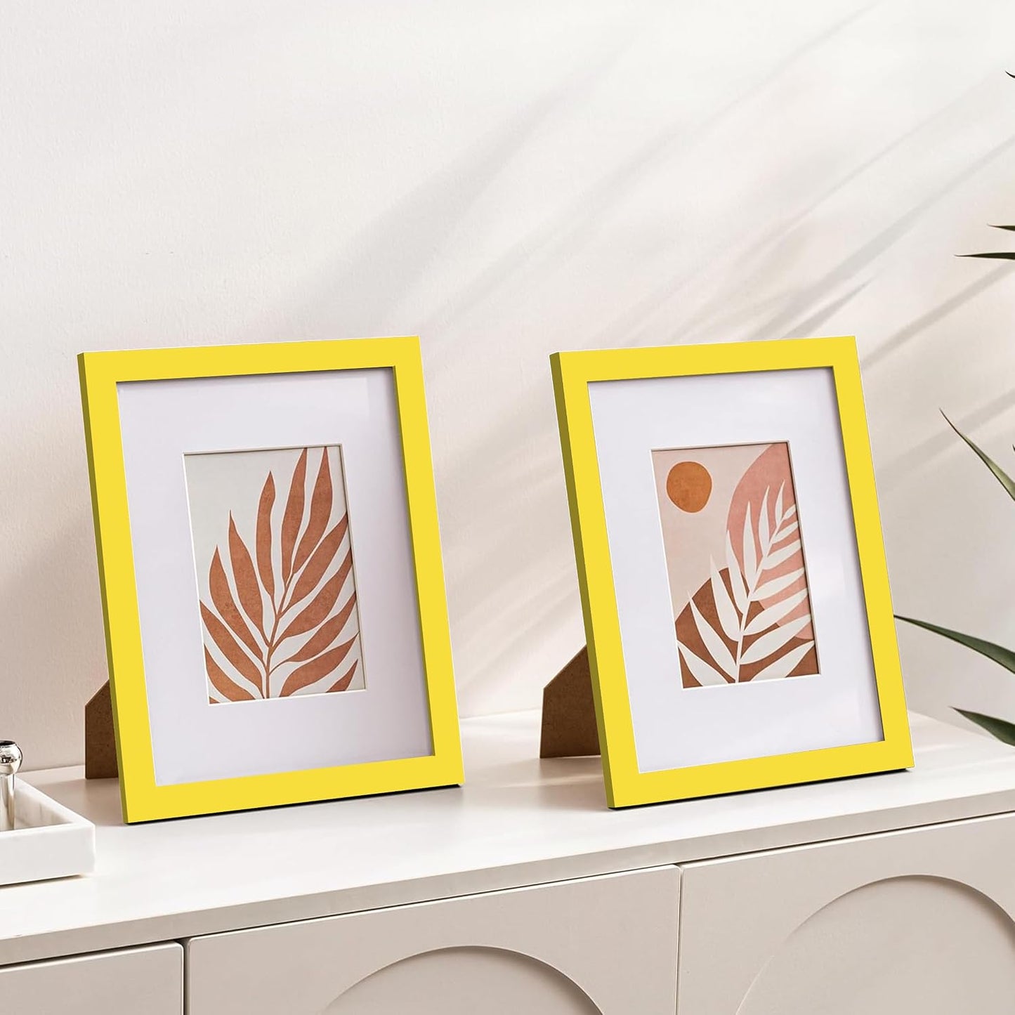 eletecpro 8x10 Picture Frames, Acrylic Cover, Yellow, Set of 10 | Display Photo 5x7 with Mat or 8x10 without
