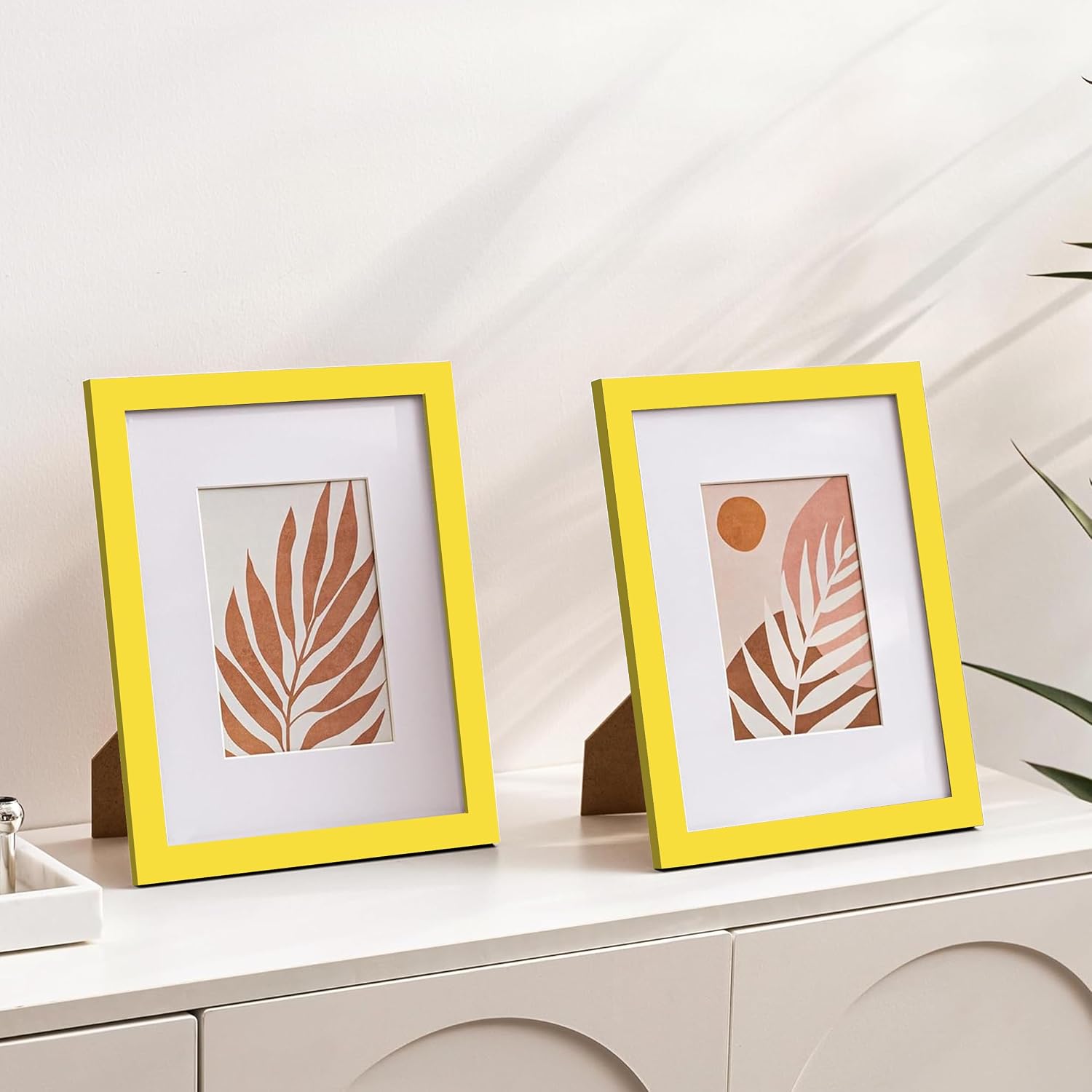 eletecpro 8x10 Picture Frames, Acrylic Cover, Yellow, Set of 10 | Display Photo 5x7 with Mat or 8x10 without