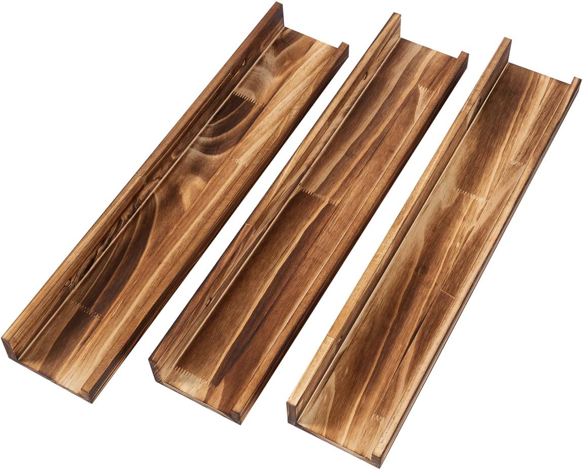 AZSKY 24 Inch Floating Shelves Set of 3 - Rustic Wood Picture Ledge Shelf for Home Storage Decor - Nursery Book