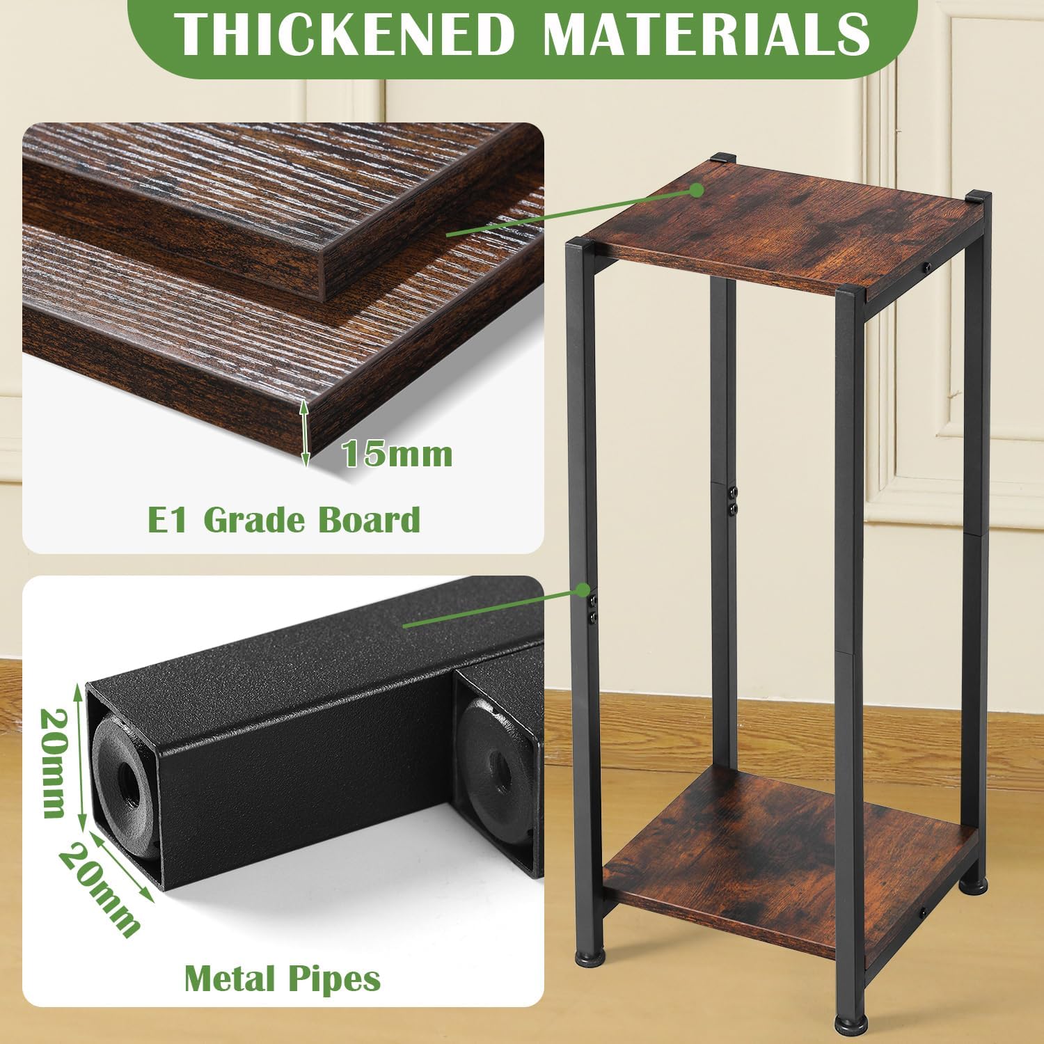 Dipion 31 Inch Tall Plant Stand Indoor,2 Tier Pedestal Stand,Rustic Brown | Rock-Solid Stability,Adjustable