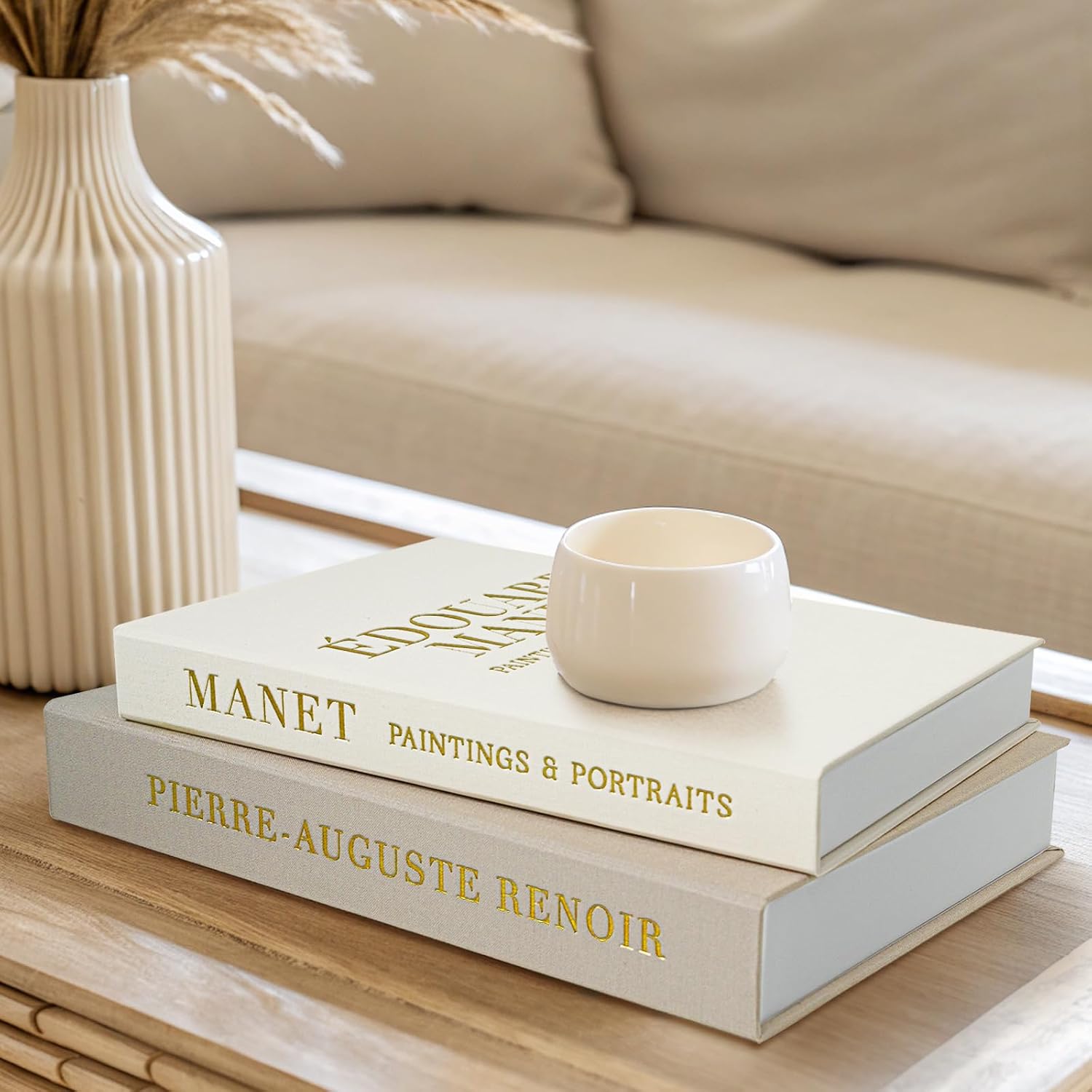 Aesthetic Decorative Books / Manet Griege-white / Set of 2