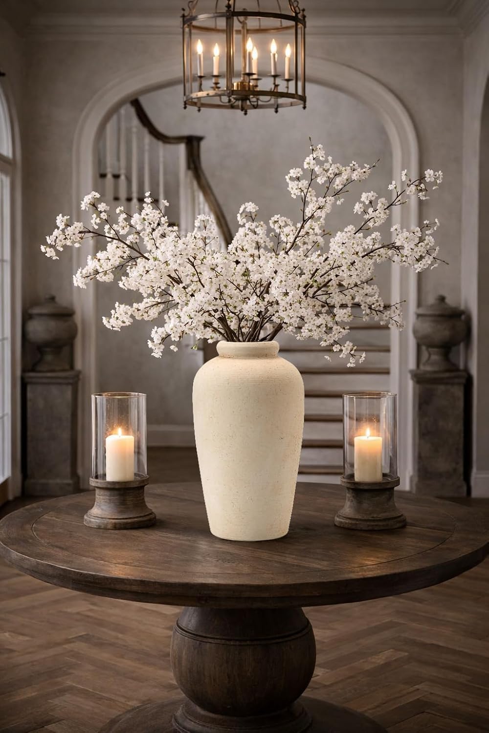 Large Ceramic Rustic Vase / White / 11 Inch / Set of 11