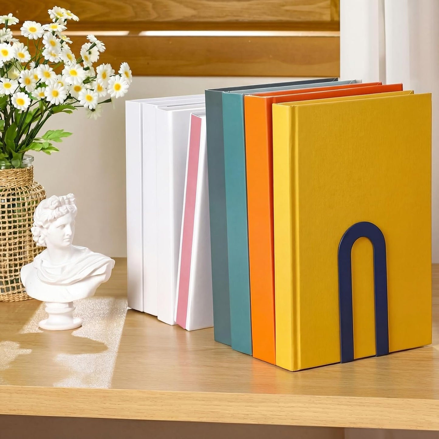Modern Metal Book Ends / 5.5*3.75*2.25inch / Blue / Set of 6