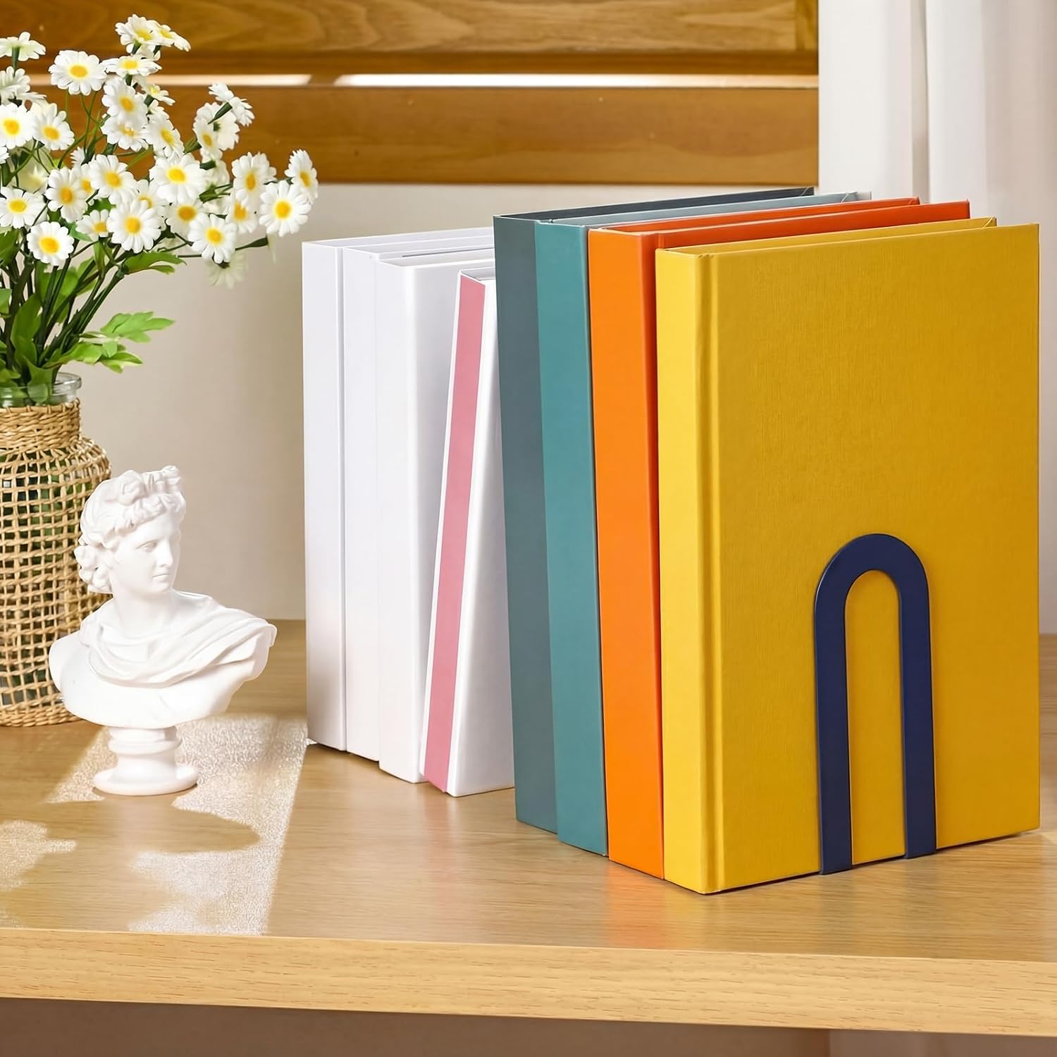 Modern Metal Book Ends / 5.5*3.75*2.25inch / Blue / Set of 6