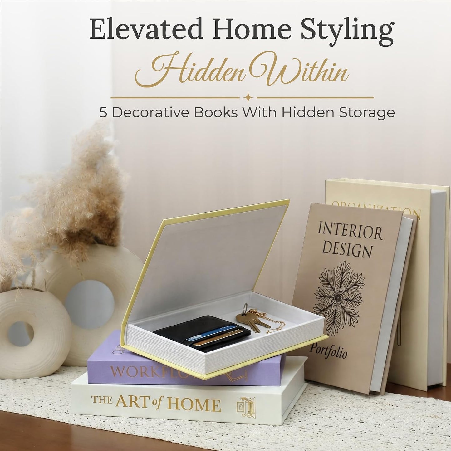 Oxford Linen Faux Books / Gold / Set of 5
