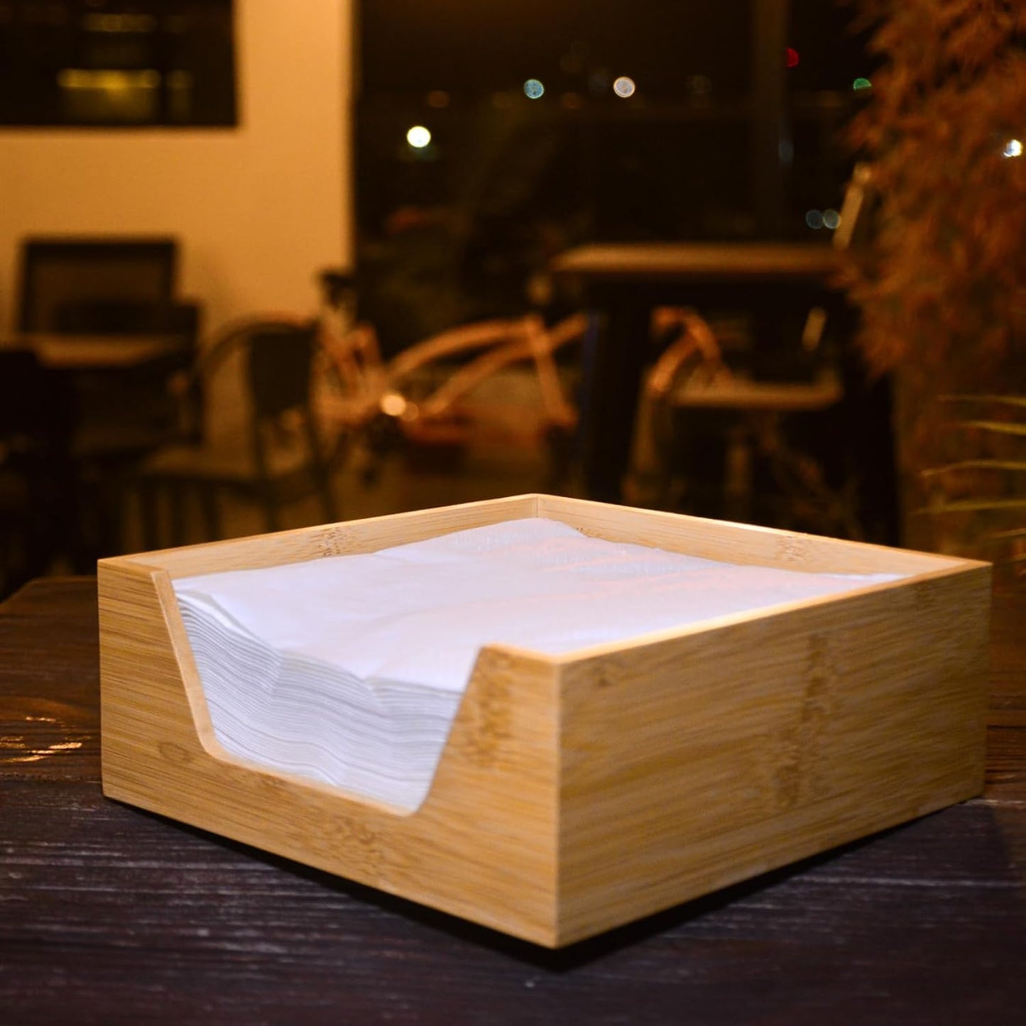Napkin Holder / Square Paper Napkin Holder / Bamboo / 7.28 x 7.28