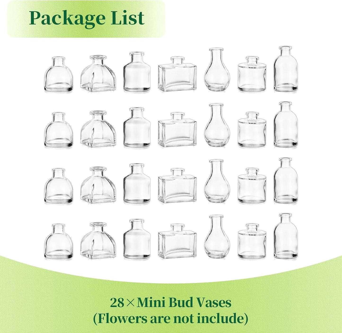 Small Glass Vases Bulk / Clear / Set of 28
