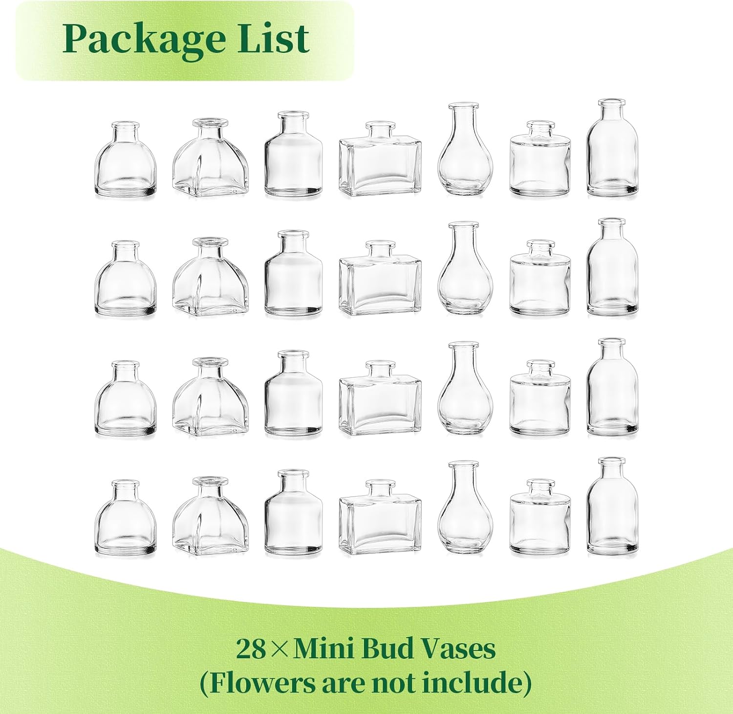 Small Glass Vases Bulk / Clear / Set of 28