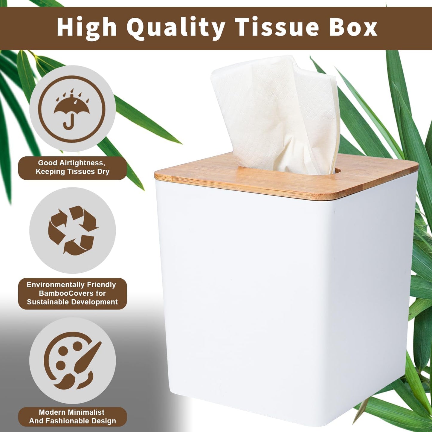 Tissue Dryer Sheet Holder for Modern Farmhouse Boho Decor / White Square