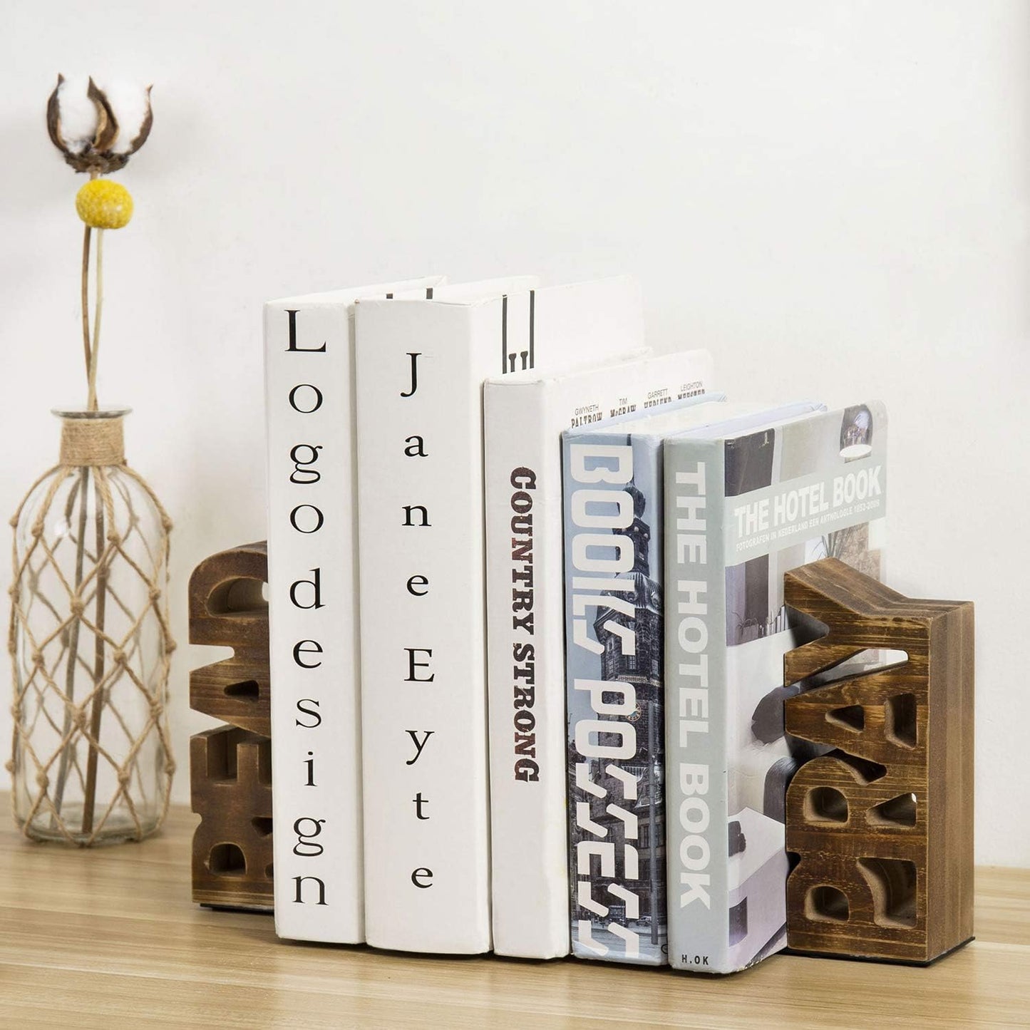 Wood Bookends Carved in Read and Pray Block Letters / Burnt Wood