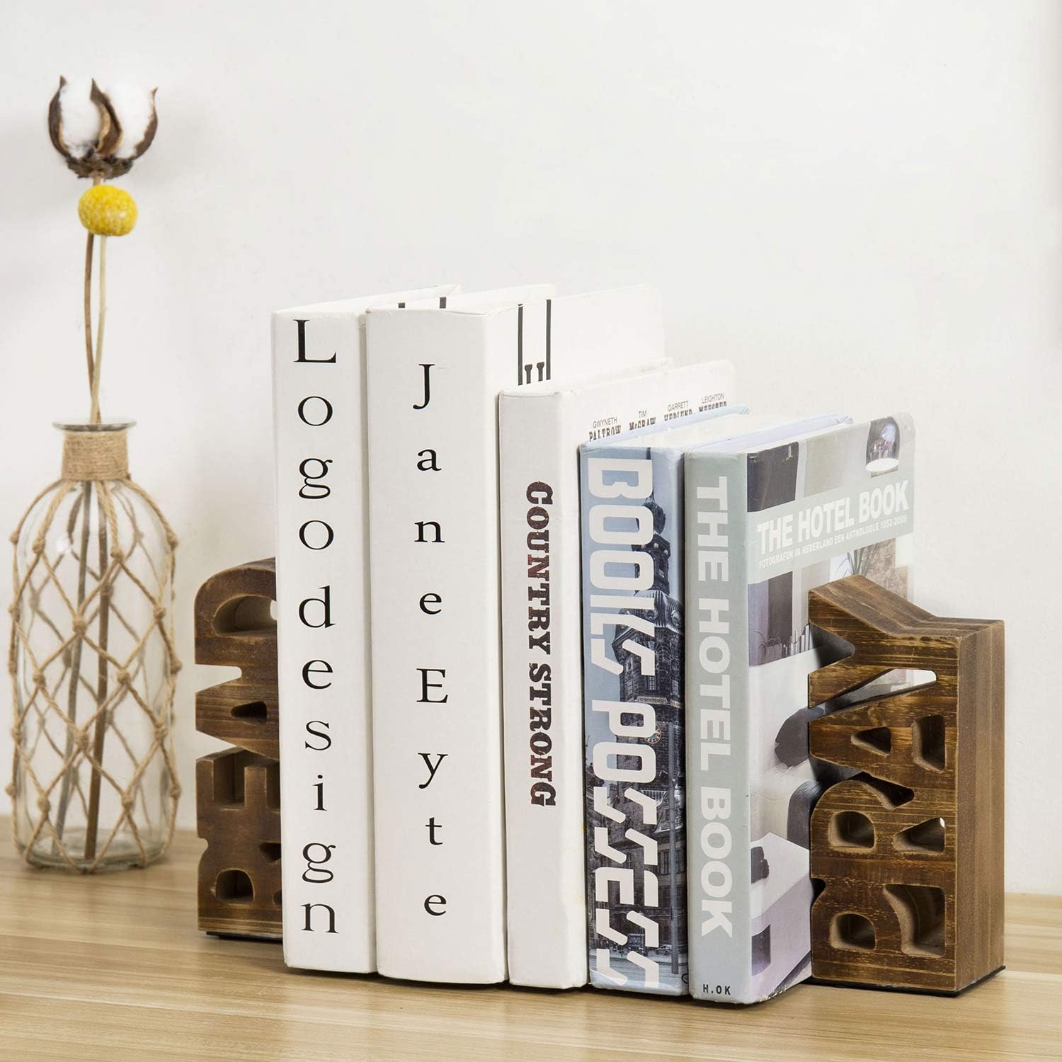 Wood Bookends Carved in Read and Pray Block Letters / Burnt Wood