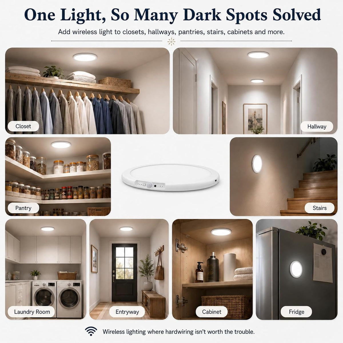 2 Pack Rechargeable Motion Sensor LED Ceiling Light with Remote, 3CCT Dimmable Magnetic Wireless LED Closet Light
