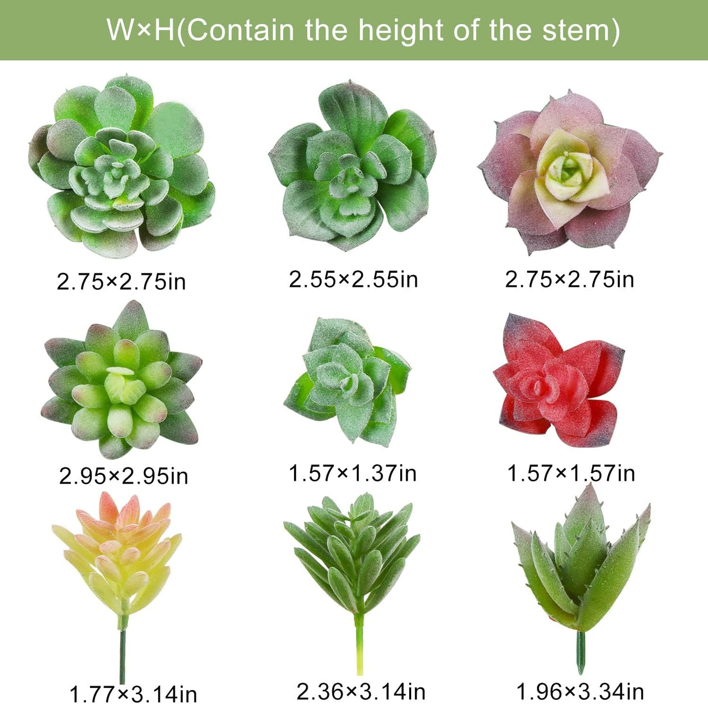 Mini Artificial Succulent Plant / Green Small / Set of 18
