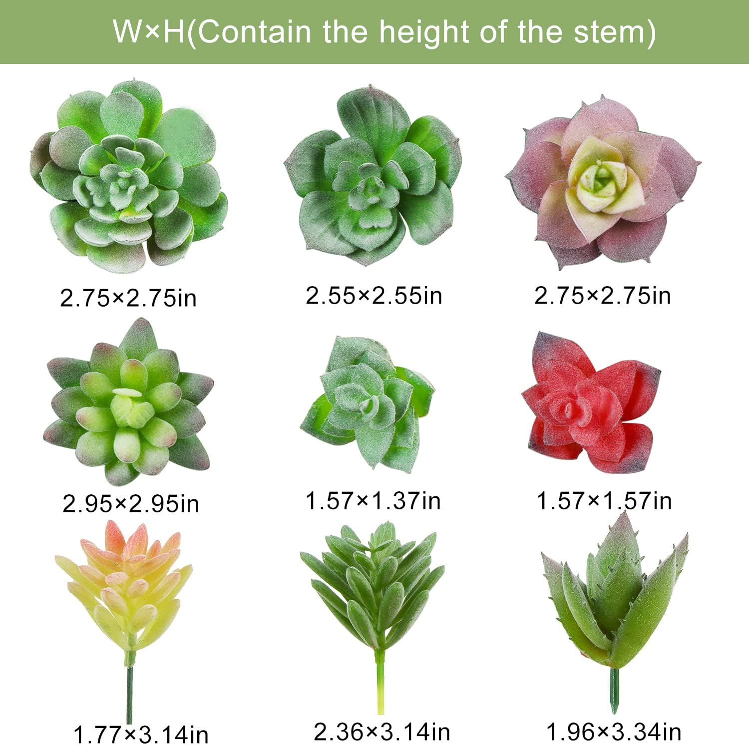 Mini Artificial Succulent Plant / Green Small / Set of 18