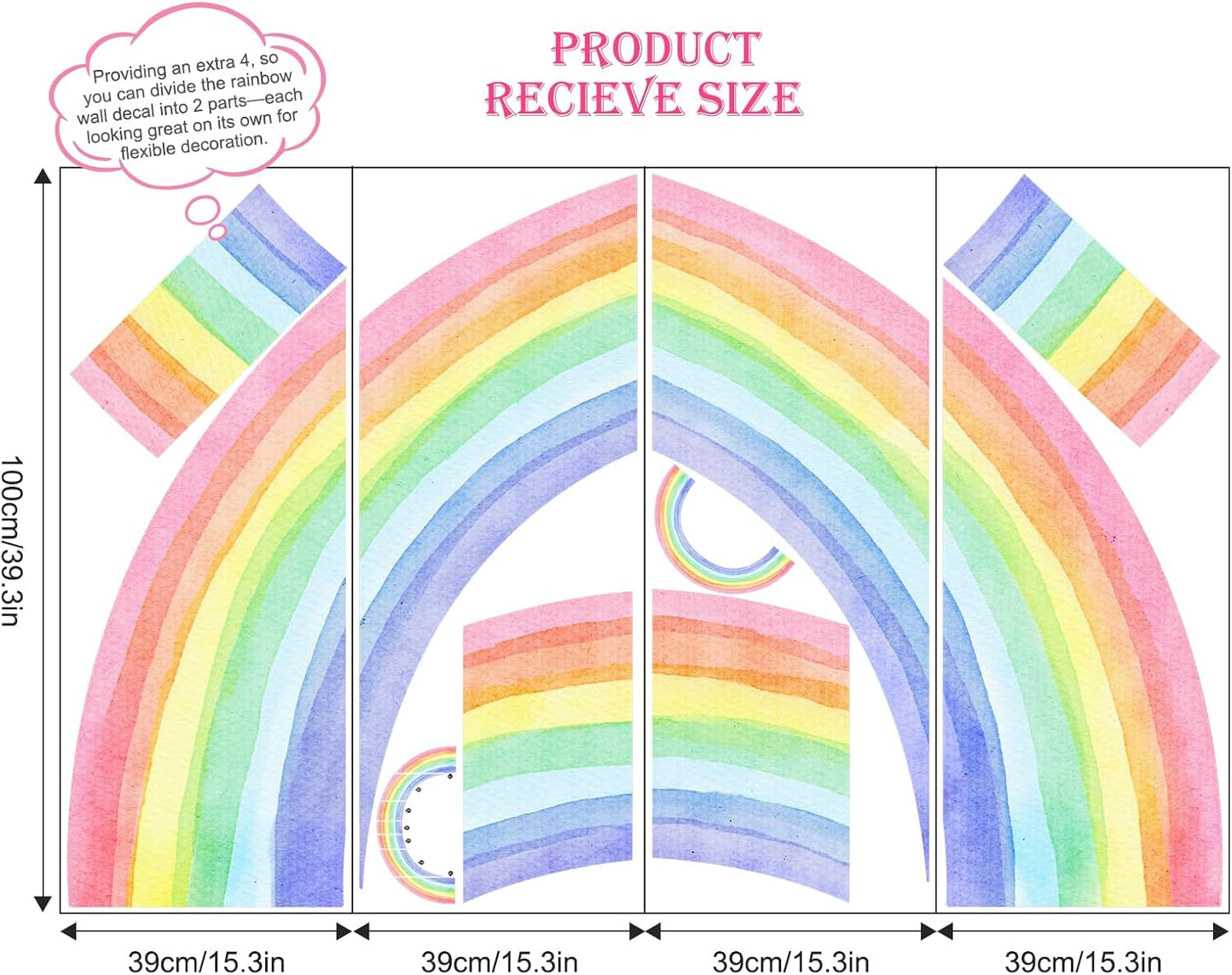 Large Rainbow Wall Stickers / Full Rainbow / 83 x 43