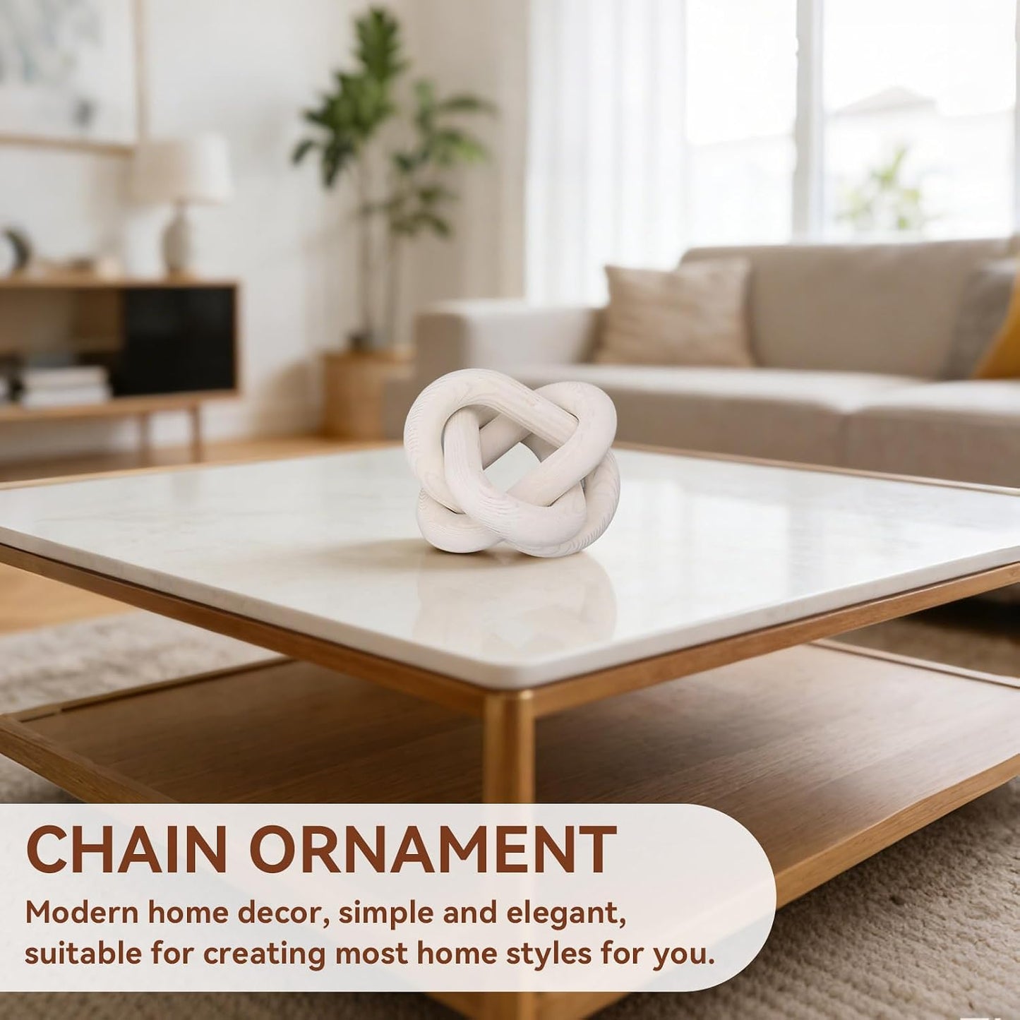 Wood Chain Link Decor / White