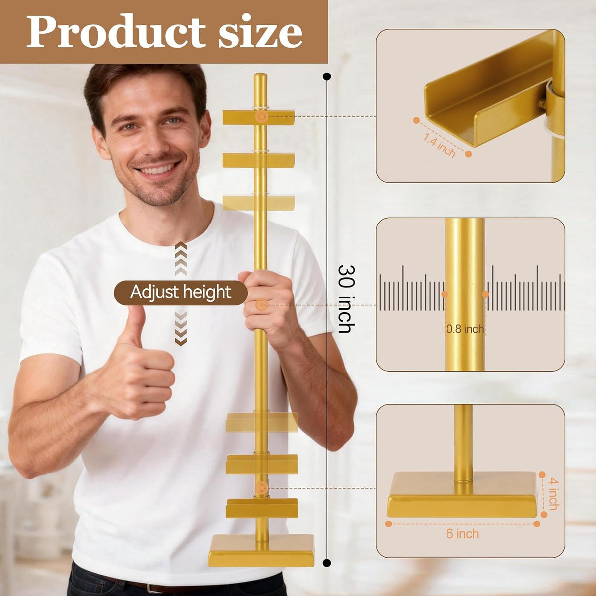 30'' Adjustable Tabletop Easel Stand, Gold Easel for Display | Steady and Elegant Picture Easels for Display, Picture