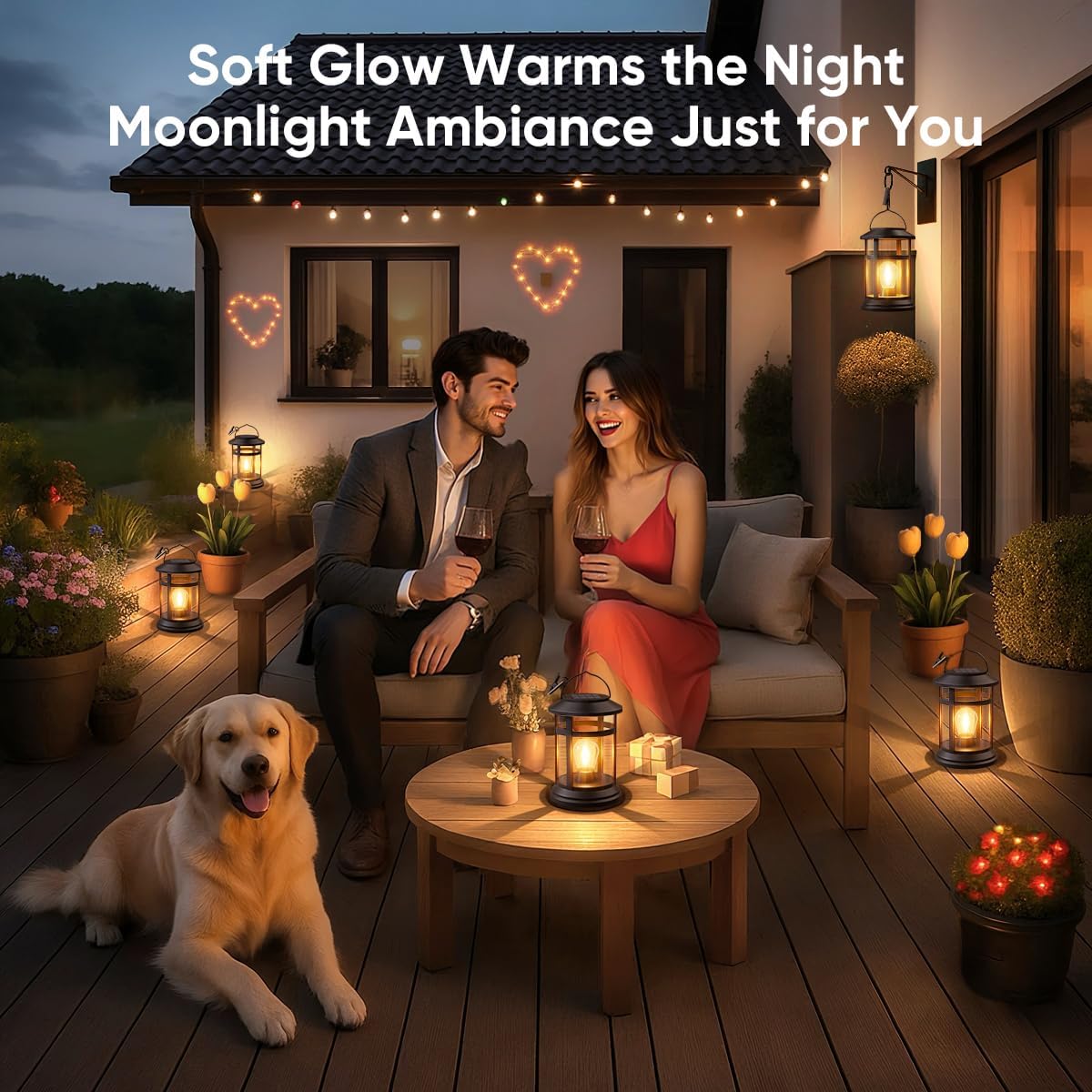 Solar Lanterns Outdoor Waterproof: 2 Pack Hanging Solar Lights for Outside | Solar Powered, 800 mAh Battery, Bright LED