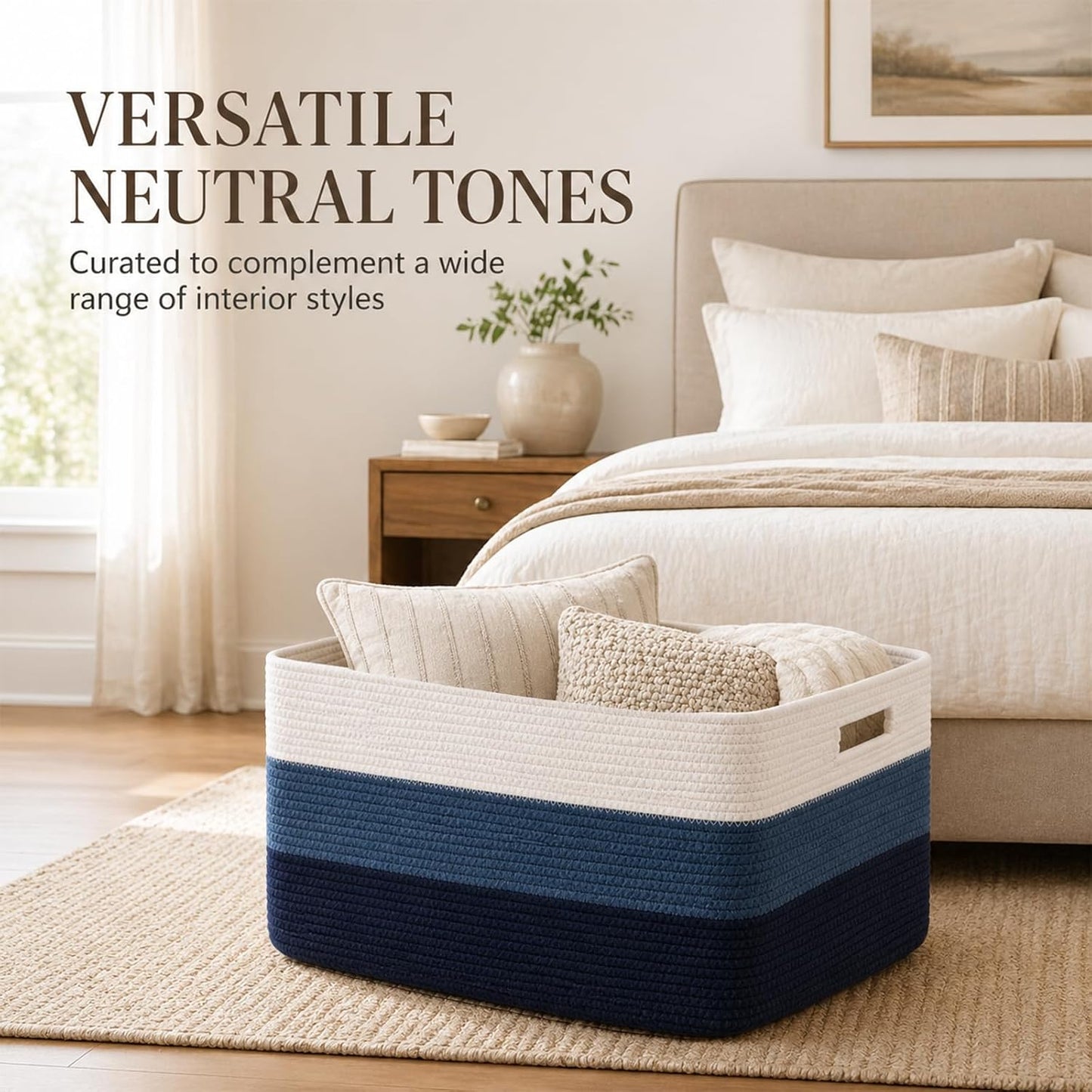 Rectangle Woven Baskets / Gradient Blue / 22 x 17 x 12