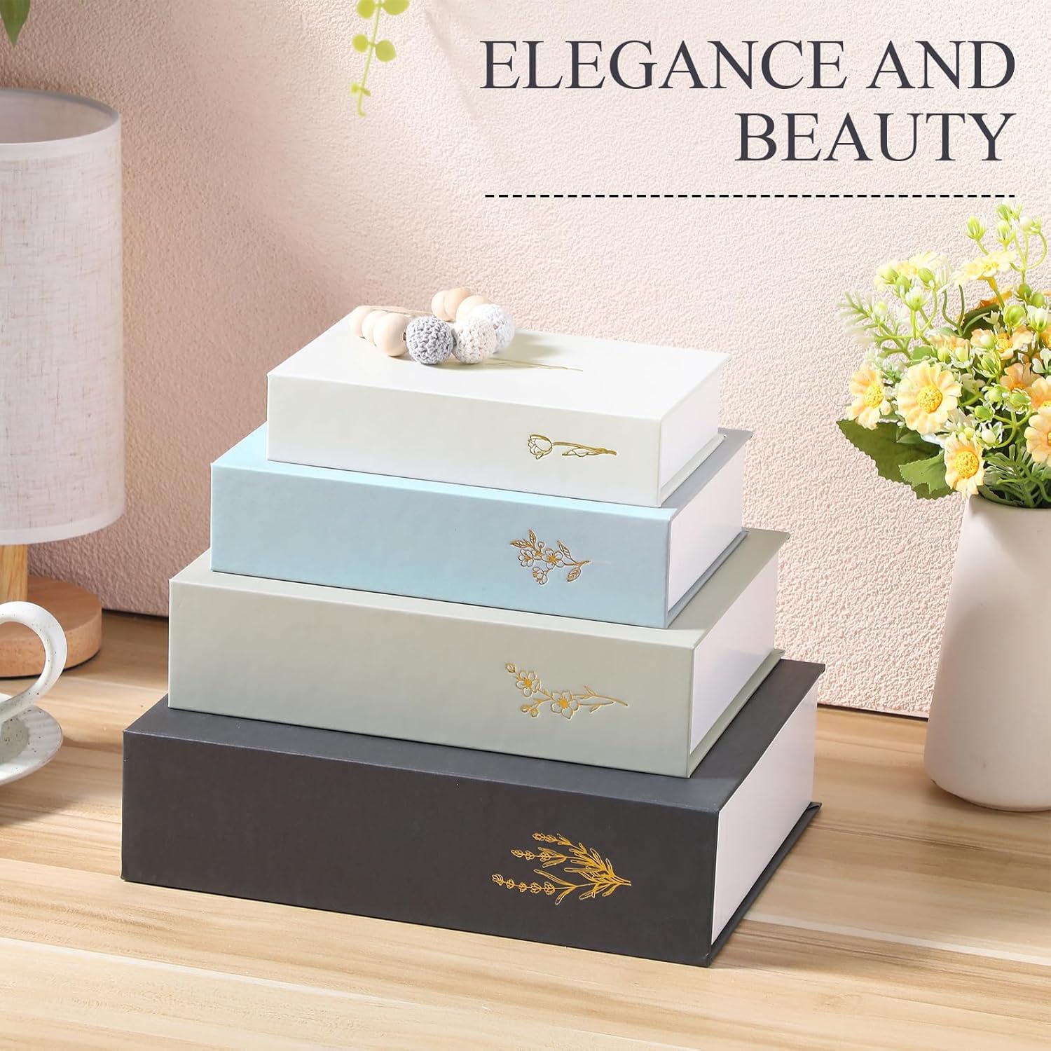 Decorative Books Boxes Faux Books Stacked for Modern Home Coffee Tables Bookshelves DIY / Set of 4